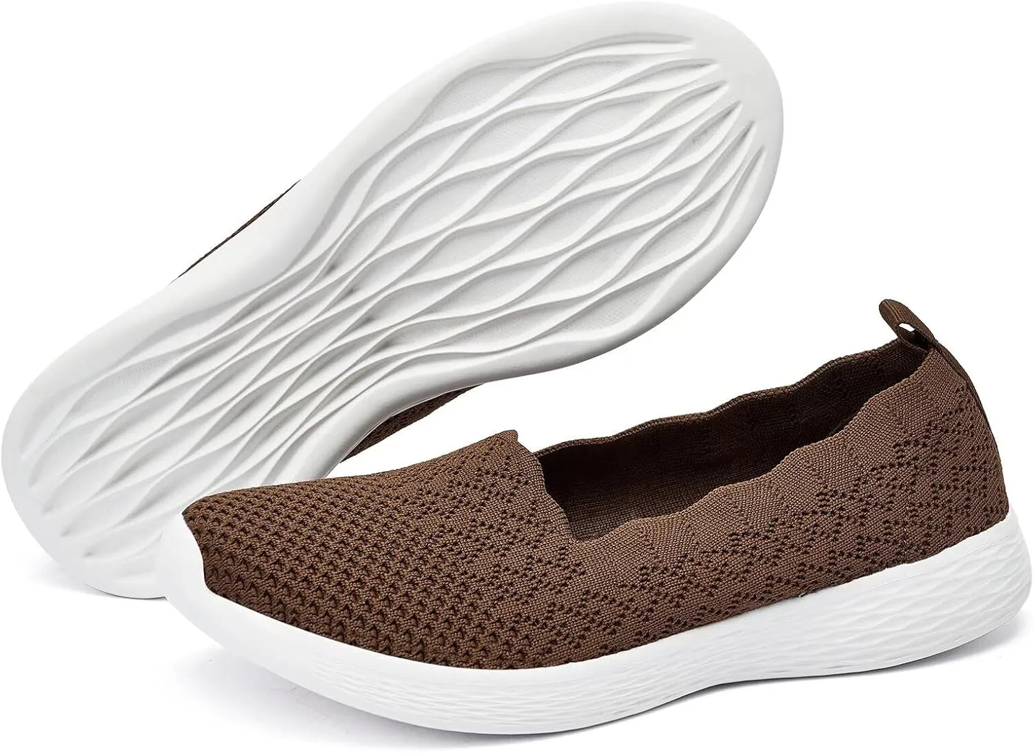 poemlady Women's Slip on Loafer Shoes - Mesh Casual Ballet Flat Nurse Walking Sneakers Knit Round Toe Casual Memory Foam Shoes 2235