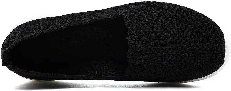 poemlady Women's Slip on Loafer Shoes - Mesh Casual Ballet Flat Nurse Walking Sneakers Knit Round Toe Memory Foam Casual Shoes