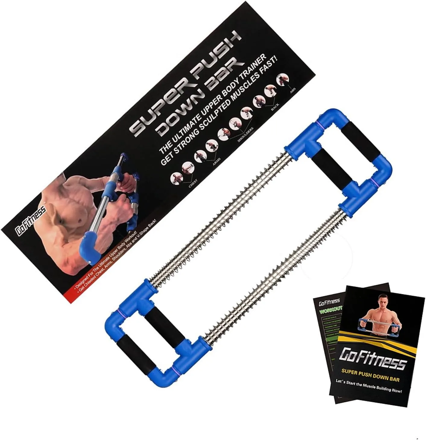 Push Down Bar Machine - Chest Expander at Home Workout Equipment, Arm Exerciser - Portable Spring Resistance Exercise Gym Kit for Home, Travel or Outdoors