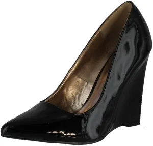 Qupid MEESTER-01 Single Sole Pointy Toe Wedge Heel Pump