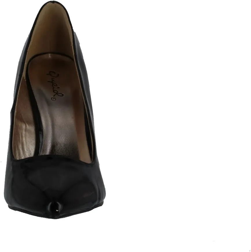 Qupid MEESTER-01 Single Sole Pointy Toe Wedge Heel Pump