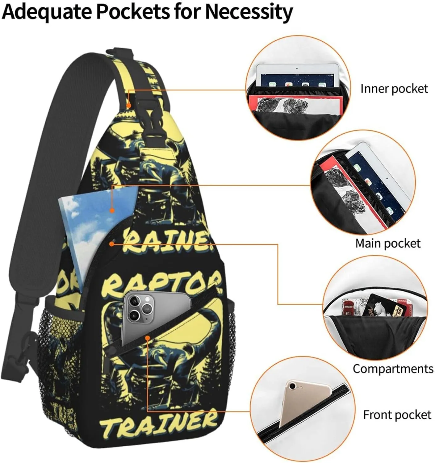 Raptor Trainer Chest Sling Bag Crossbody Shoulder Backpack Bag Gym Cycling Travel Hiking Daypack Cross Bag