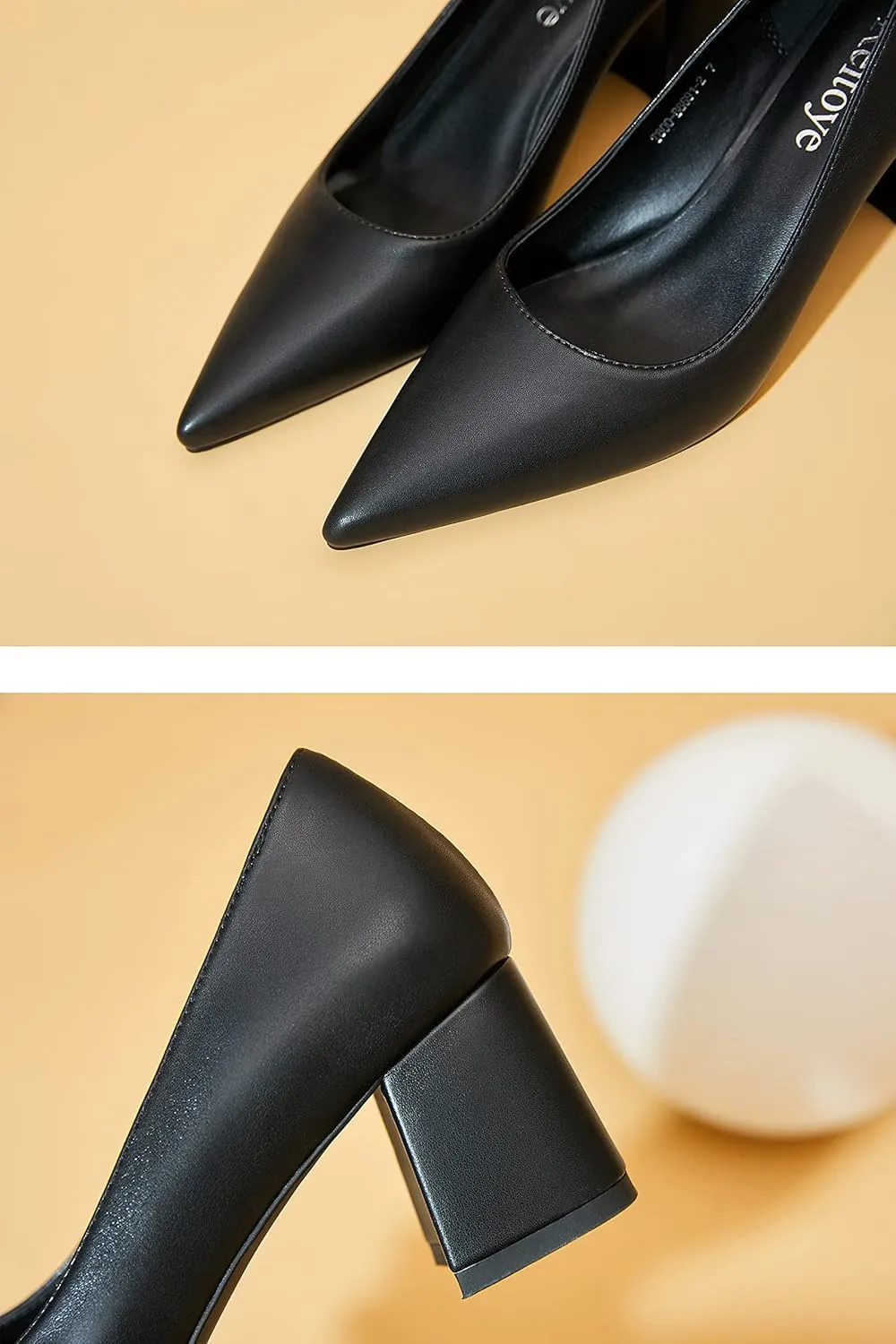 Reitoye Women's Chunky Heel Pumps Closed Toe Dress Pump Heels