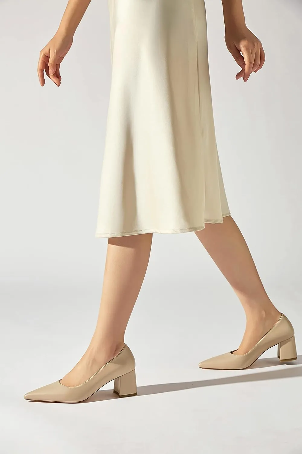 Reitoye Women's Chunky Heel Pumps Closed Toe Dress Pump Heels
