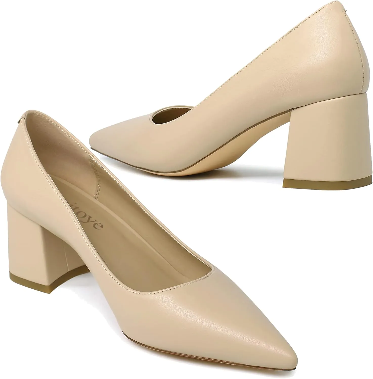 Reitoye Women's Chunky Heel Pumps Closed Toe Dress Pump Heels