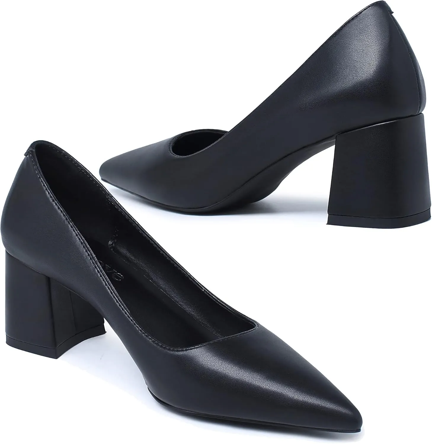 Reitoye Women's Chunky Heel Pumps Closed Toe Dress Pump Heels