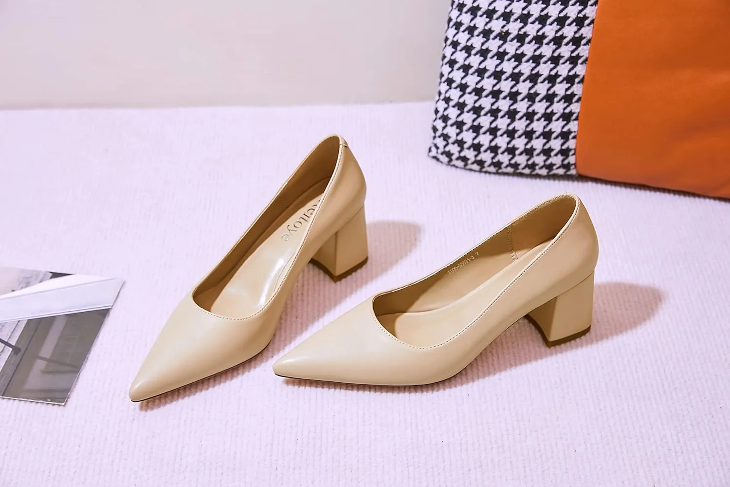 Reitoye Women's Chunky Heel Pumps Closed Toe Dress Pump Heels