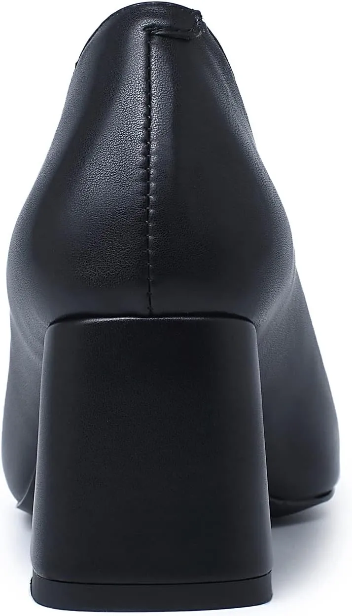 Reitoye Women's Chunky Heel Pumps Closed Toe Dress Pump Heels
