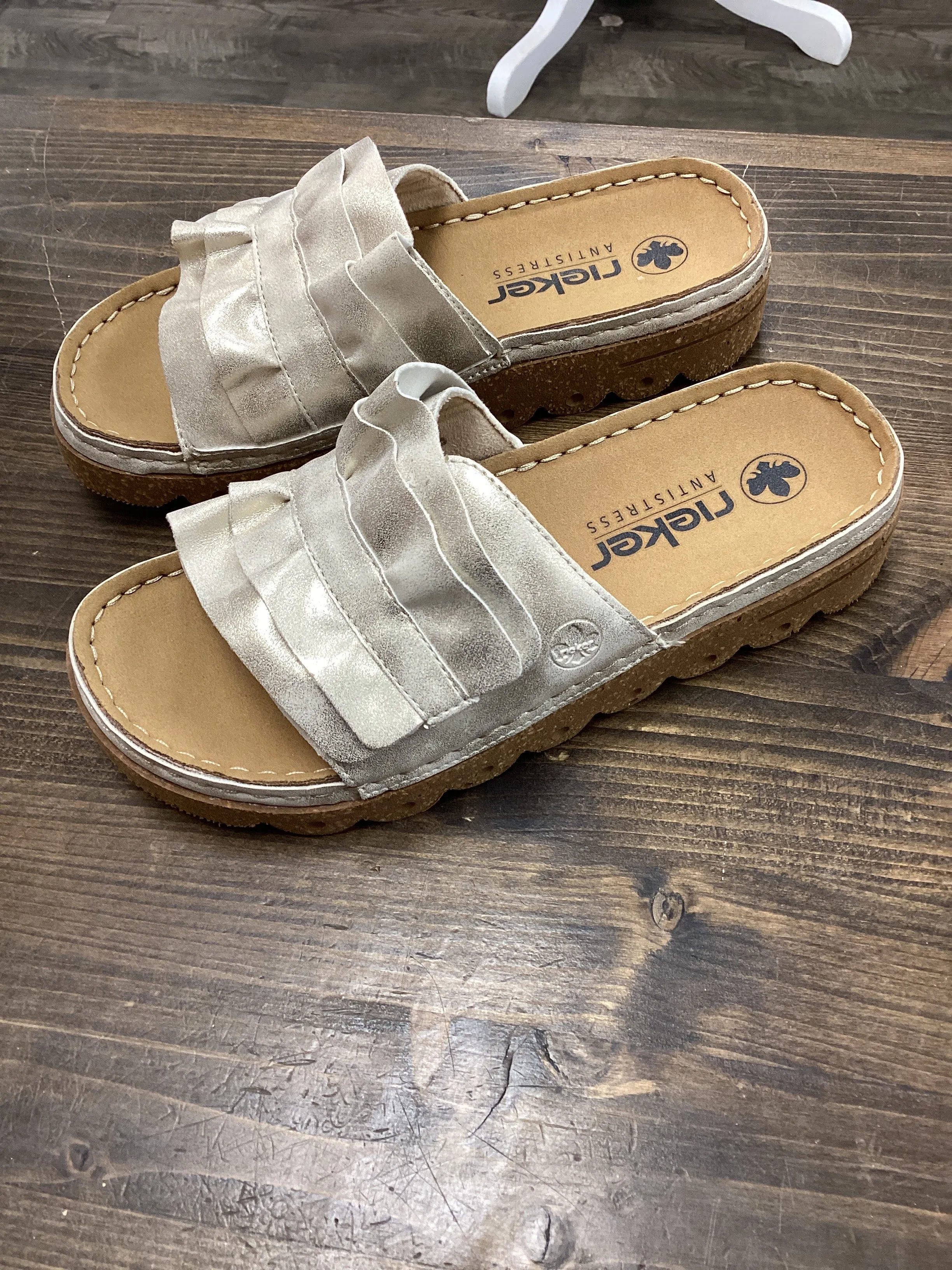 Rieker V8763-60 Beige Slip On Sandal
