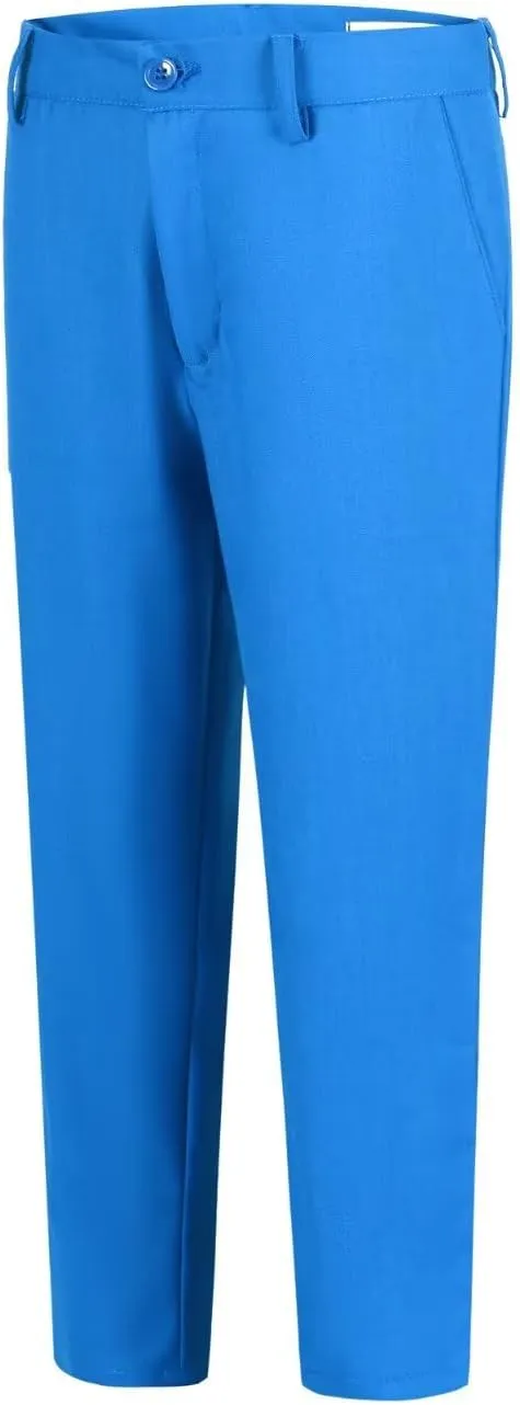 ROZU Boys Dress Pants Flat Front School Uniform Pants for Boys Toddler Kids Formal Belt Loops Boy’s Suit Pants 2T-20