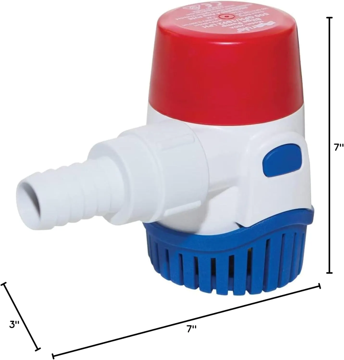 Rule 12V Automatic Bilge Pump - Fully Submersible - 500GPH Output - Easy Clean Strainer - Low Power Use - Check Valve & Thermal Cut-Off - Ideal for Boats -107mm x 64mm x 74mm