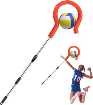 RunNico Adjustable Volleyball Spike Trainer, Volleyball Hitting Practice Equipment with Foam Hook, Portable Handheld Volleyball Training Aid for Beginners Pros Serving Hitting and Jumping Drill