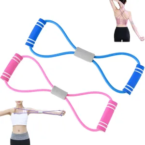 Saludea Resistance Band with Handles, Figure 8 Resistance Band for Exercise, Yoga Gym Fitness Pulling Rope, 8 Shaped Elastic Pull Yoga Tension Rope