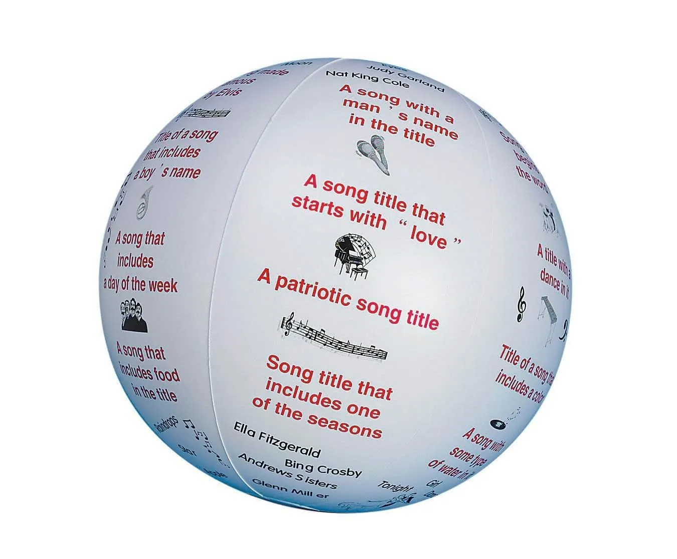 S&S Worldwide Toss 'n Talk-About Ball, Music. Beach Ball Style Ball,16" Inflated Dia.Conversation Starting Ball that Encourages Sharing – Memories, Opinions, and Laughter. Includes Activity Guide.
