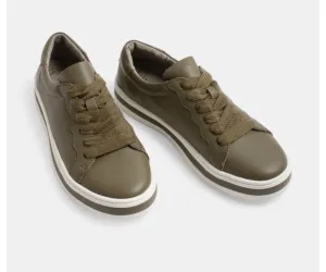 Sass leather sneaker- khaki
