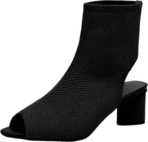 Sexy Casual Dress Shoes Women's Knit Toe Chunky Heel Ankle Boots Open Pointed Toe Slingback Heeled Sandals Summer Casual