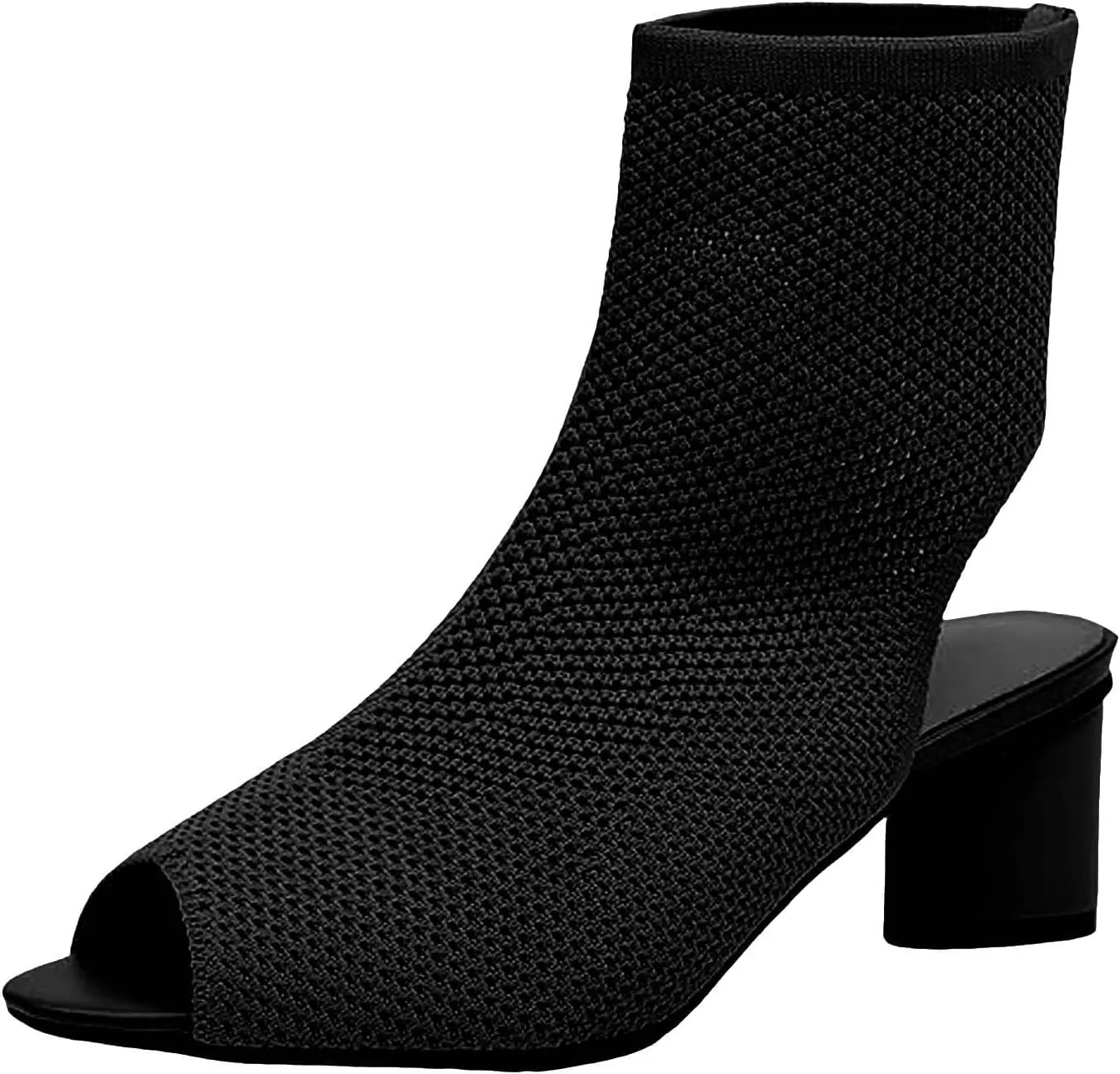 Sexy Casual Dress Shoes Women's Knit Toe Chunky Heel Ankle Boots Open Pointed Toe Slingback Heeled Sandals Summer Casual