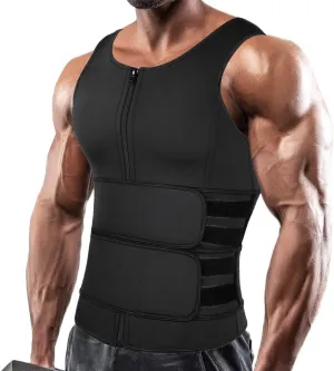 SHAPERIN Men Neoprene Sauna Zipper Waist Trainer Vest Tank Top Trimmer Body Shaper