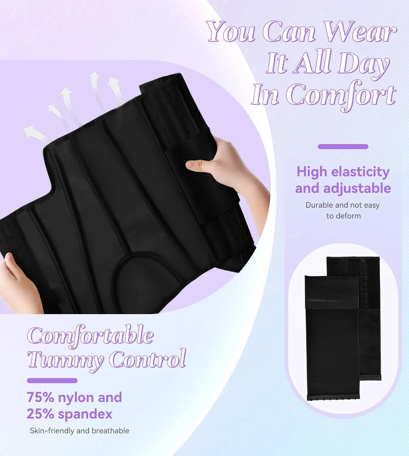SHAPSHE Waist Trainer for Women Tummy Control Waist Cincher Workout Corset Shapewear Body Shaper With Hooks