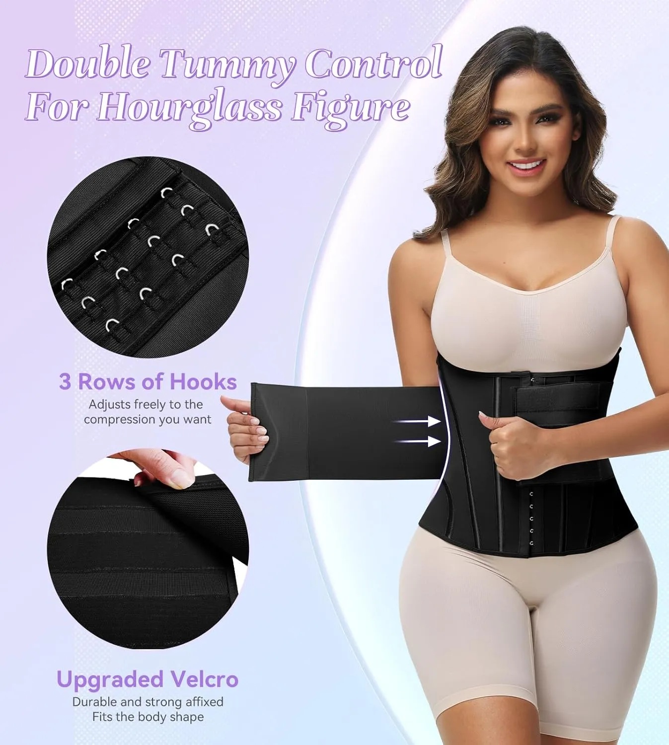 SHAPSHE Waist Trainer for Women Tummy Control Waist Cincher Workout Corset Shapewear Body Shaper With Hooks