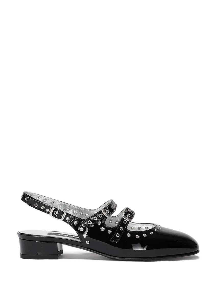 Shiny Leather Slingback With Studs