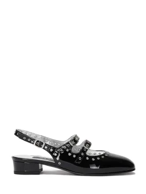 Shiny Leather Slingback With Studs