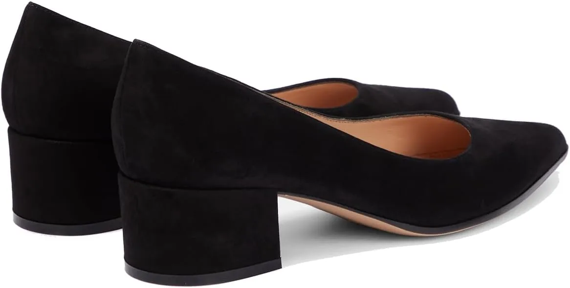SHODENSE Women Classic Chunky Block Heel Suede Pumps Shoes Pointed Closed Toe Dress Sandals Slip On 2" Low Thick Heels Work Shoes Office Ladies Formal Comfort Wedding Party Basic Pumps 4-11 M US