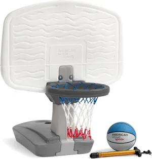 Simplay3 Pooltime Basketball Hoop Game Set for Swimming Pools, Includes Ball, Pump and Net Ages 8 , Made in The USA, Grey