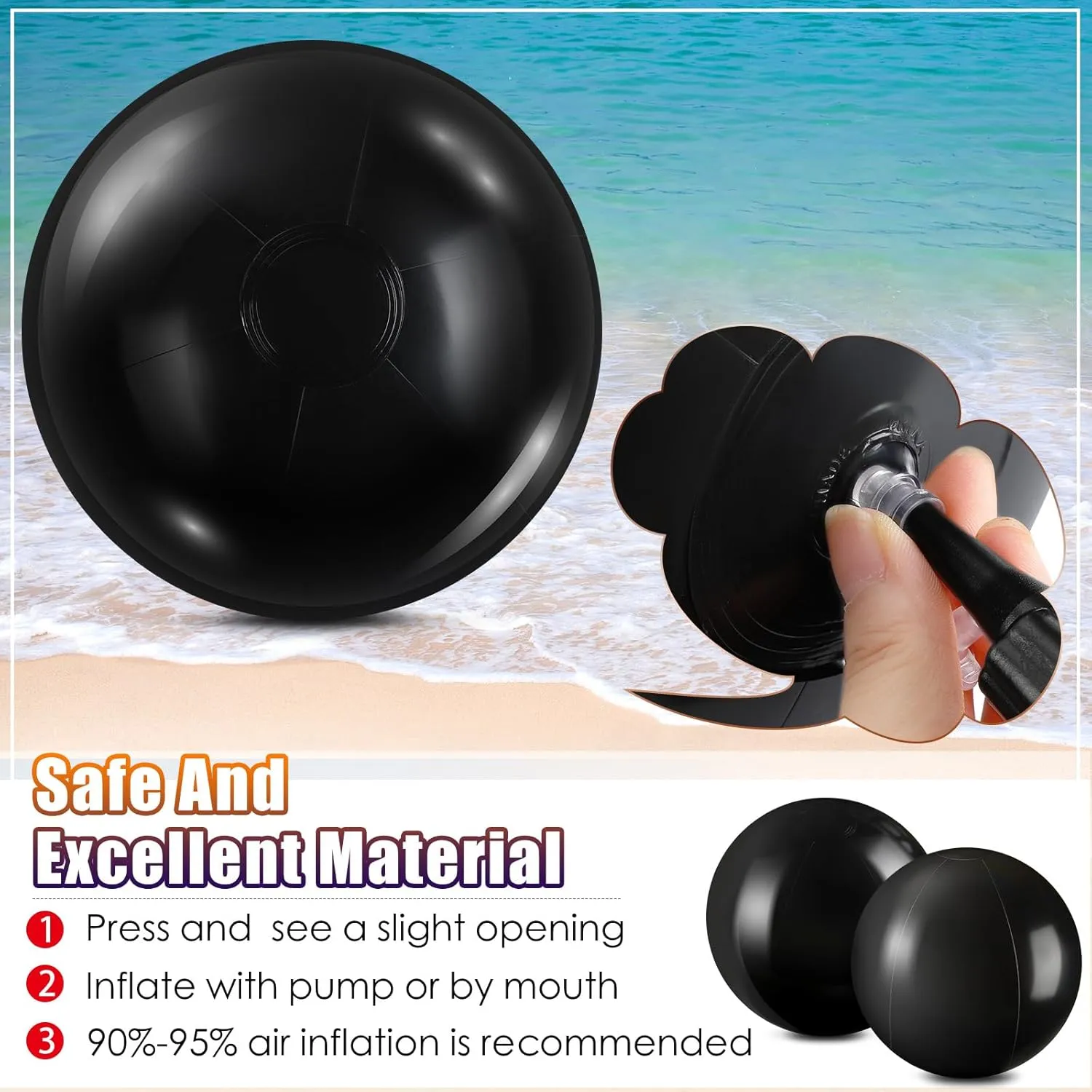 Sinmoe 8 Pieces Inflatable Beach Balls Decorations Solid Swimming Pool Ball for Summer Beach, Pool and Party Favor