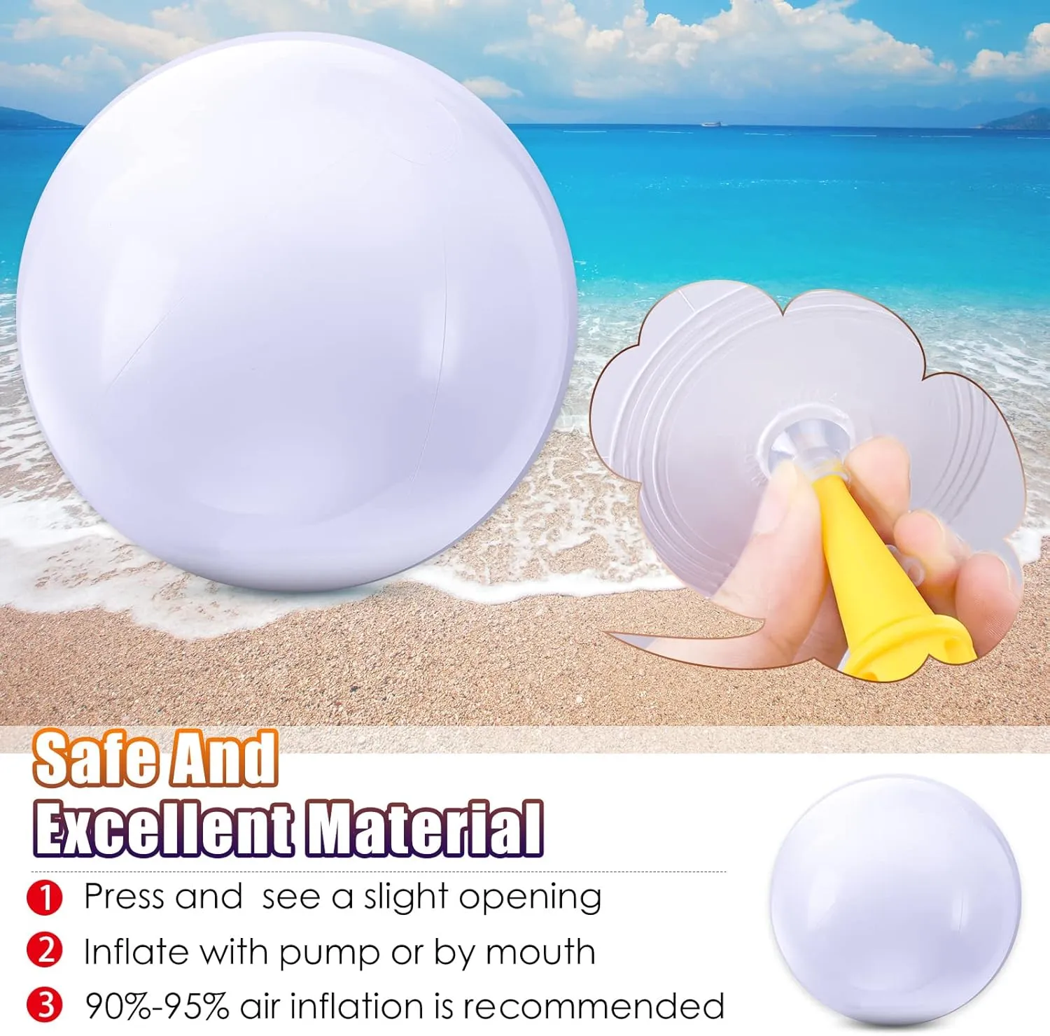 Sinmoe 8 Pieces Inflatable Beach Balls Decorations Solid Swimming Pool Ball for Summer Beach, Pool and Party Favor