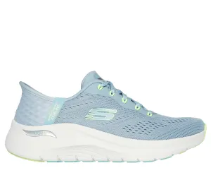 Skechers Arch Fit Easy Chic Womens Blue Lime Trainer
