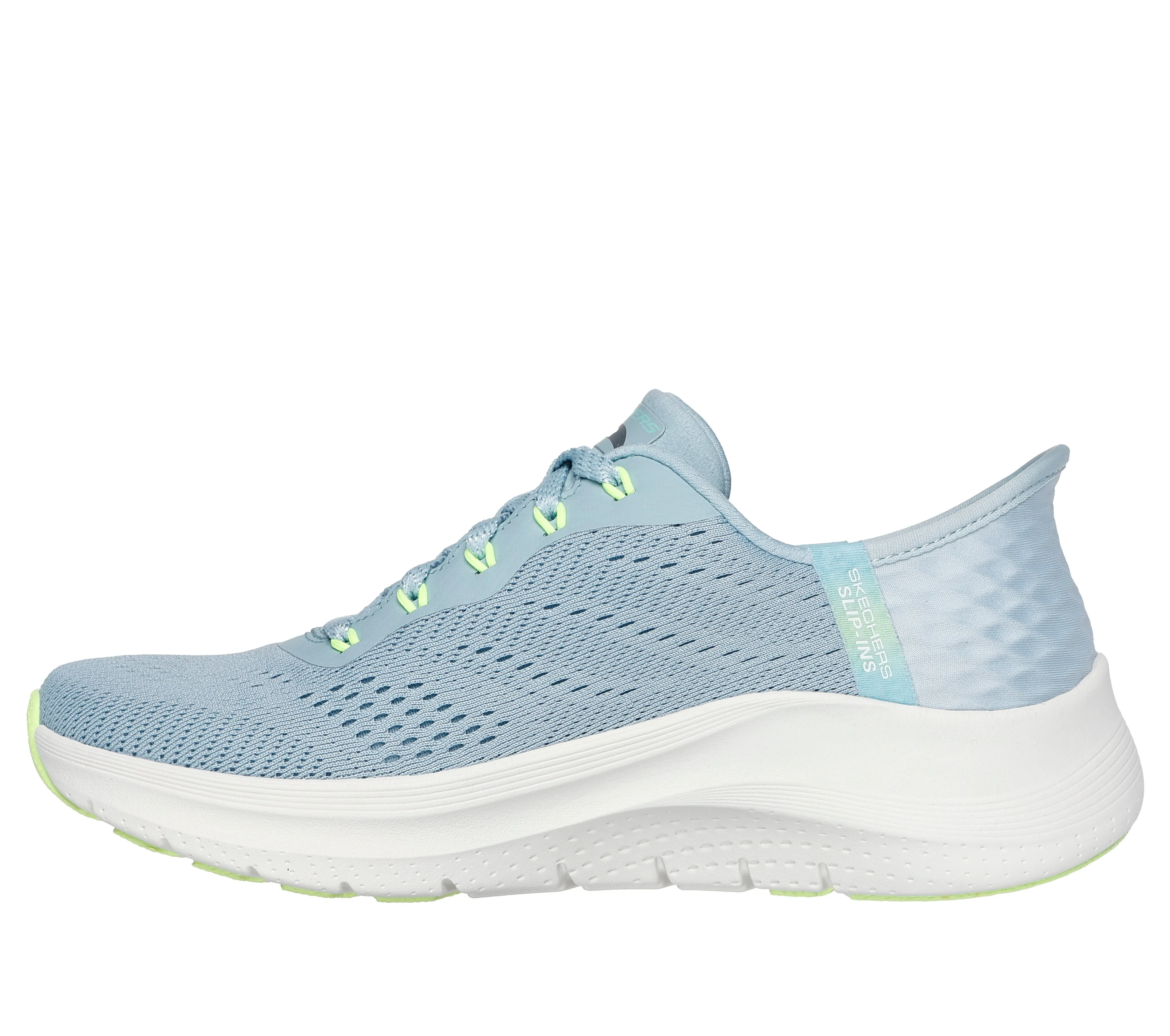 Skechers Arch Fit Easy Chic Womens Blue Lime Trainer