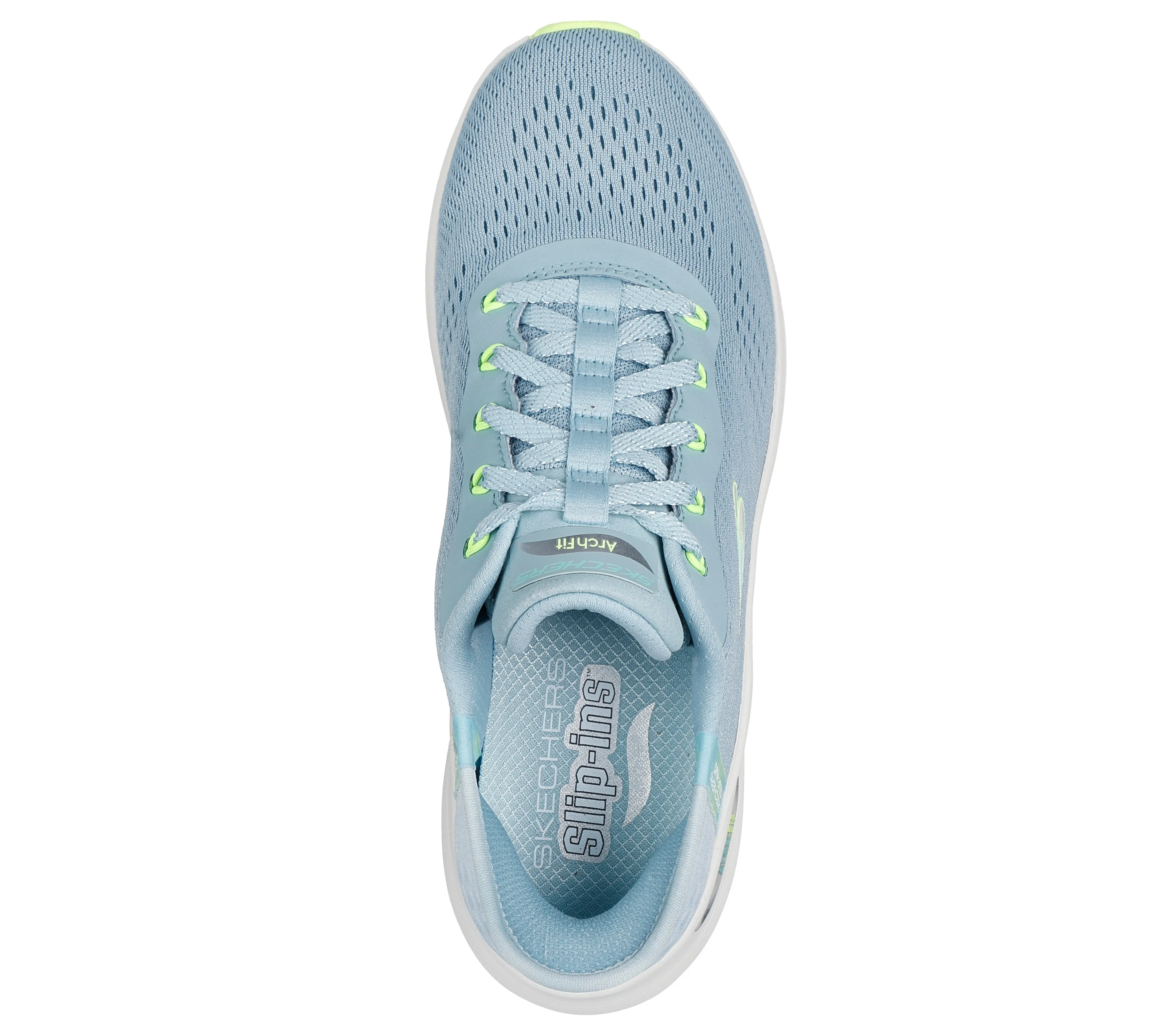 Skechers Arch Fit Easy Chic Womens Blue Lime Trainer