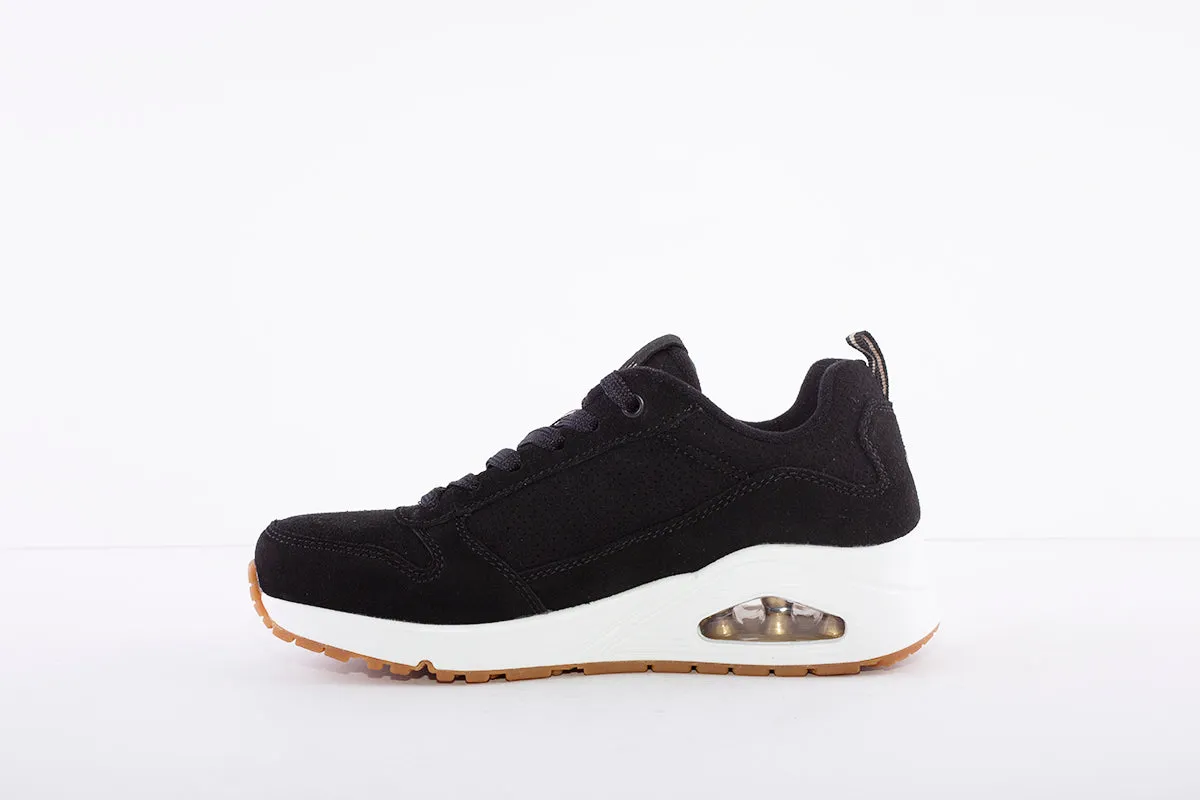 SKECHERS - UNO-TWO FOR THE SHOW -TRAINER - BLACK SUEDE
