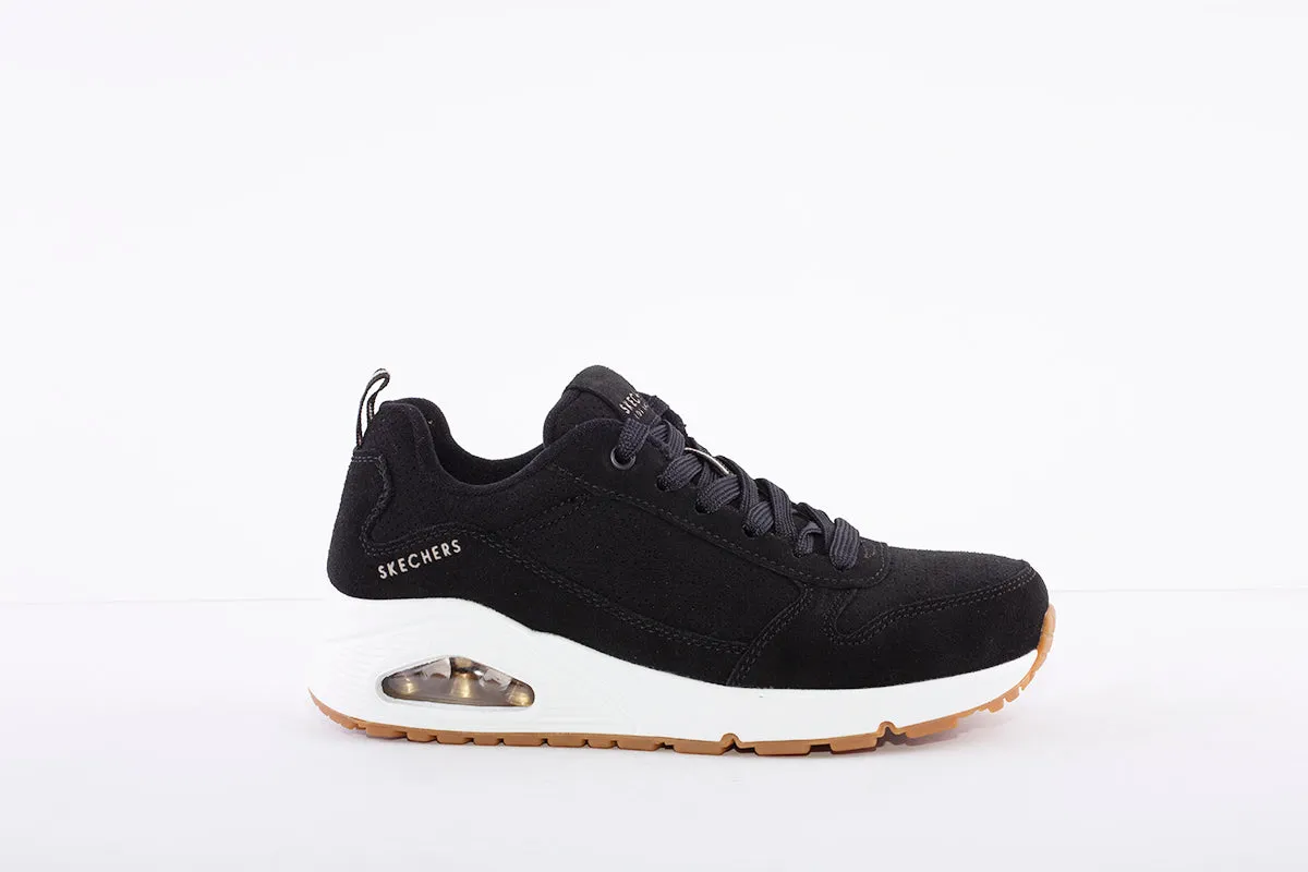 SKECHERS - UNO-TWO FOR THE SHOW -TRAINER - BLACK SUEDE