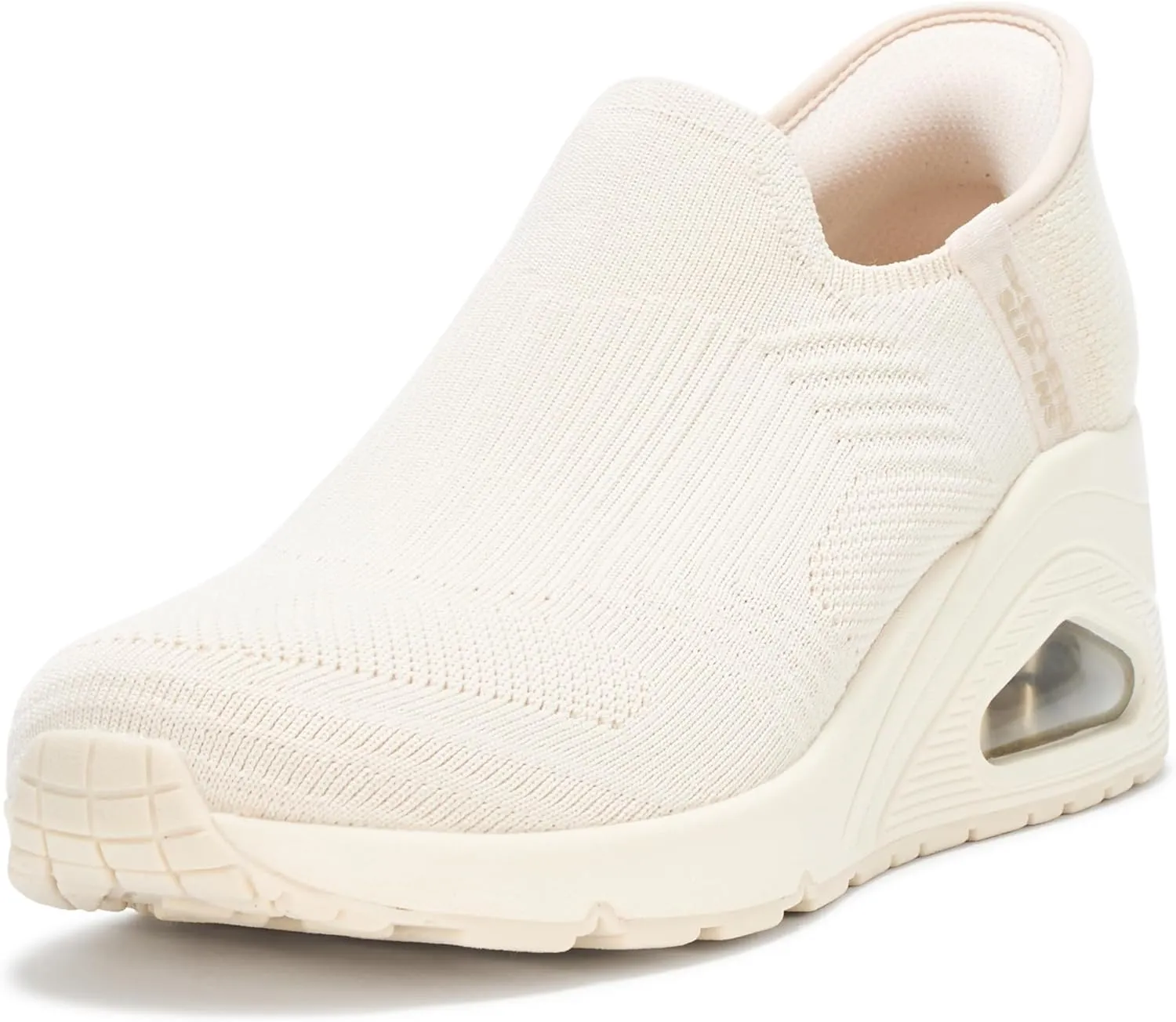 SKECHERS Women's UNO Wedge-Kickin' Knit Hands Free Slip-Ins Sneaker, Off White, 5