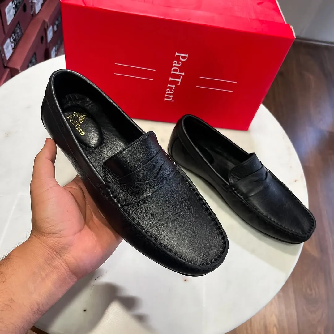 Sleek Black Leather Penny Loafer