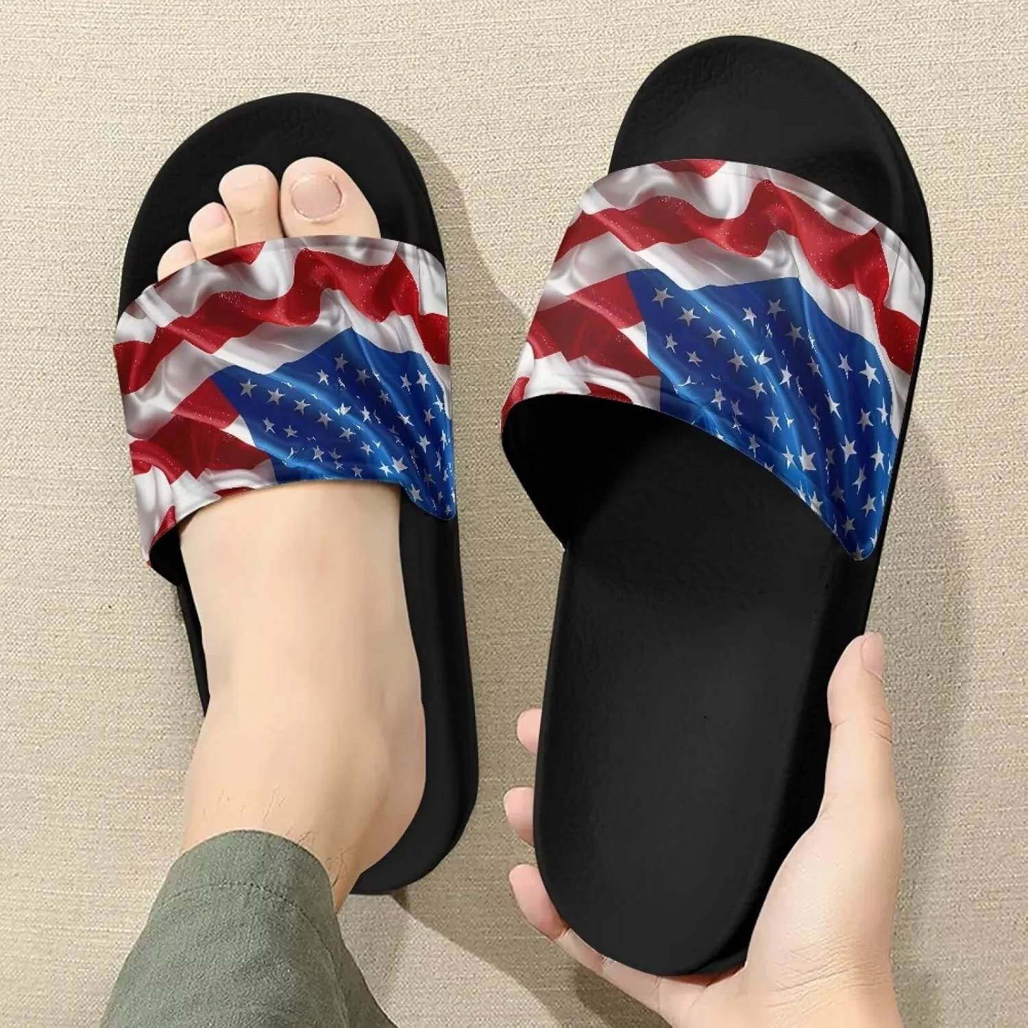 Slide Sandals Home Bathroom Slip-on Flat Slippers Daily Shoes for Women