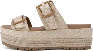 Soda “Funny” ~ Women Round Toe Double Buckle Strap Slip-On Platform Wedge Sandal