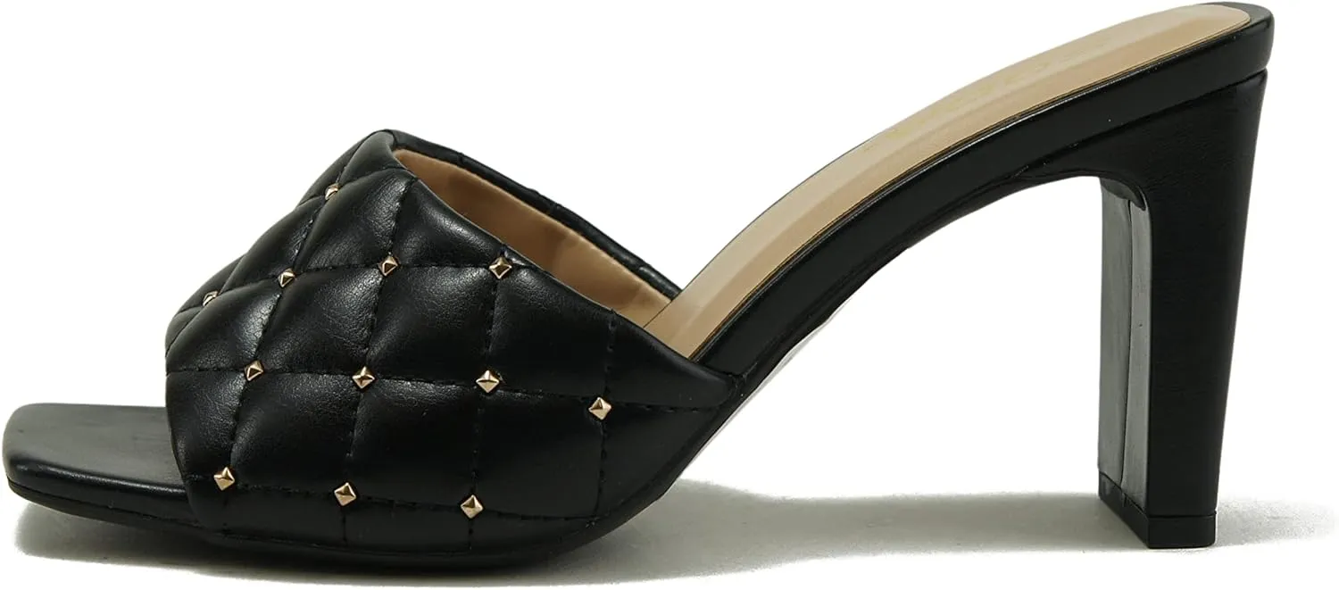 Soda JELLO ~ Women Slip On Diamond Quilted Stud Gem Jewel Fashion Flat Heel Sandal