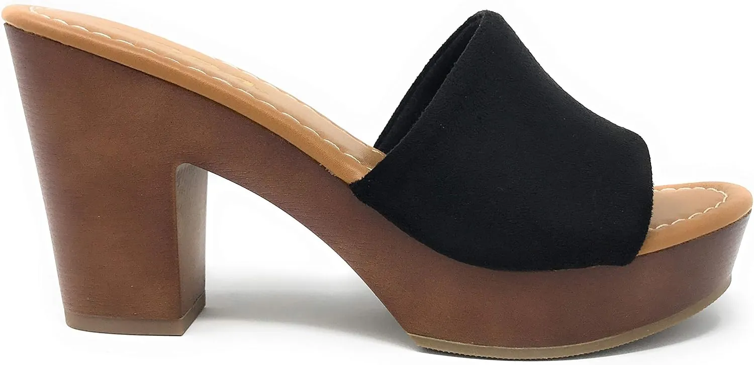 Soda Womens Sunkist Slip On Heeled Platform Sandal