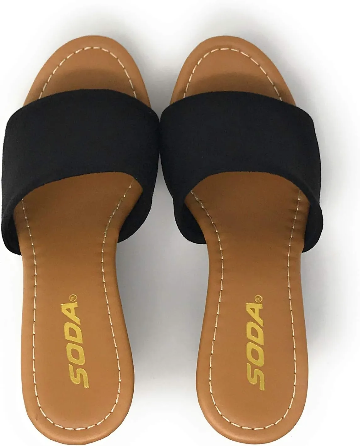 Soda Womens Sunkist Slip On Heeled Platform Sandal