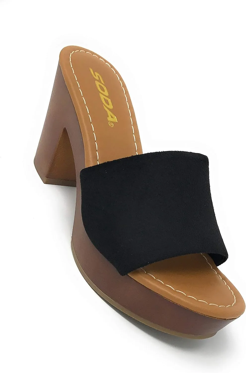Soda Womens Sunkist Slip On Heeled Platform Sandal