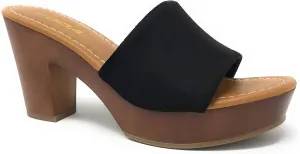 Soda Womens Sunkist Slip On Heeled Platform Sandal