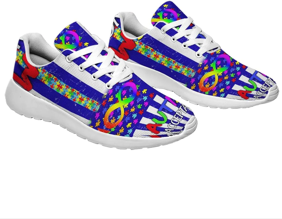 Sonzj-II Autism Shoes for Men Women Running Sneakers Breathable Casual Sport Tennis Shoes Gift for Him Her