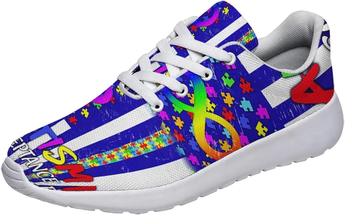 Sonzj-II Autism Shoes for Men Women Running Sneakers Breathable Casual Sport Tennis Shoes Gift for Him Her