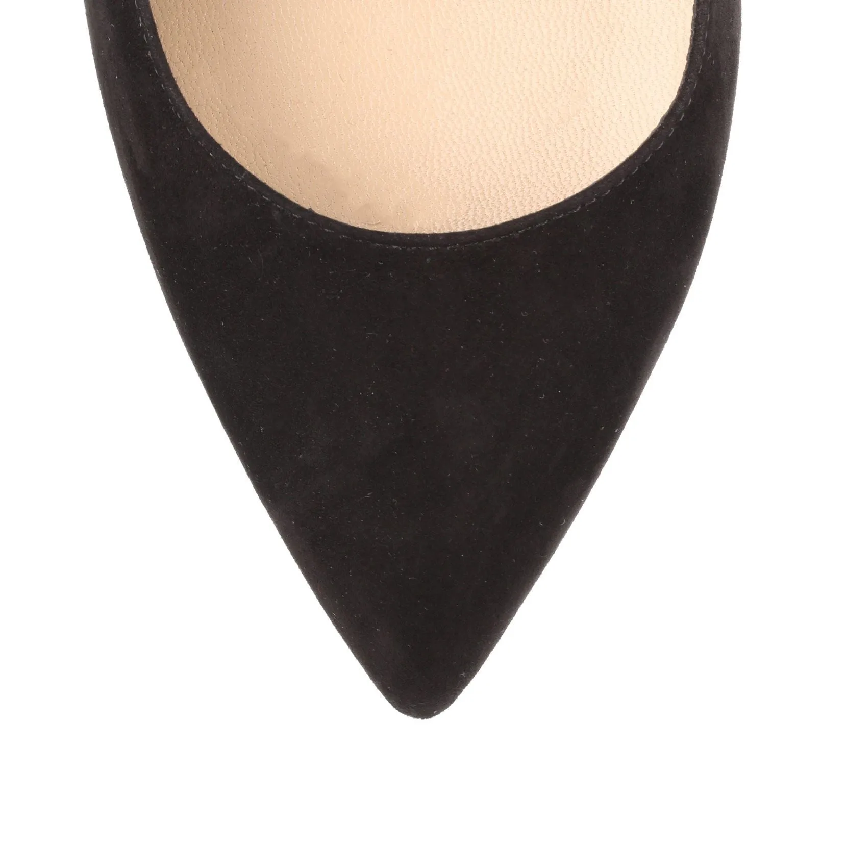 South 100 black suede pom-pom pump