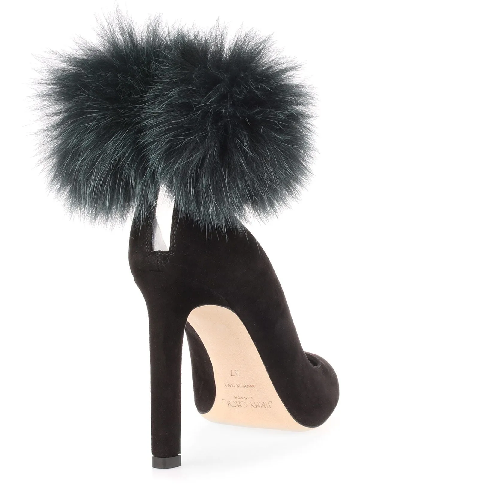 South 100 black suede pom-pom pump