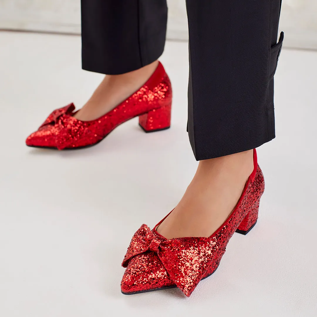 Sparkling glitter bow pump