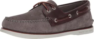 Sperry STS17319: Grey/Burgundy Gold A/O 2-Eye Nubuck Boat Sneaker